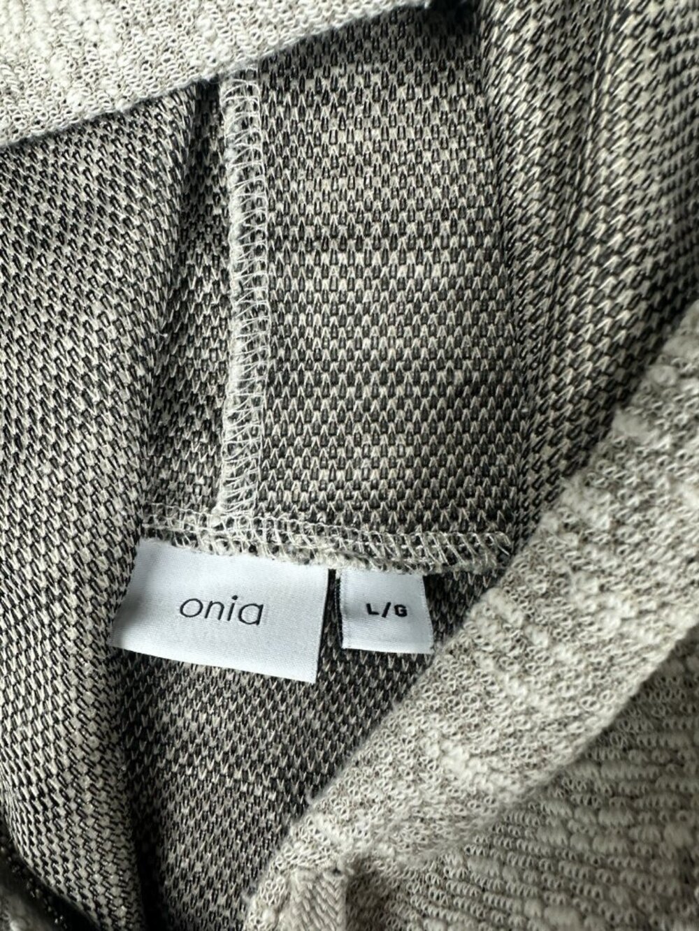 ONIA Hoodie Mens Large Beige Heather Cotton Henley Pullover Swester Tan - Picture 10 of 12
